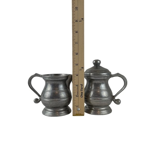 Wilton Armetale RWP Pewter Cream Pitcher & Sugar Bowl w/Lid Serving Set USA VTG - Picture 5 of 7